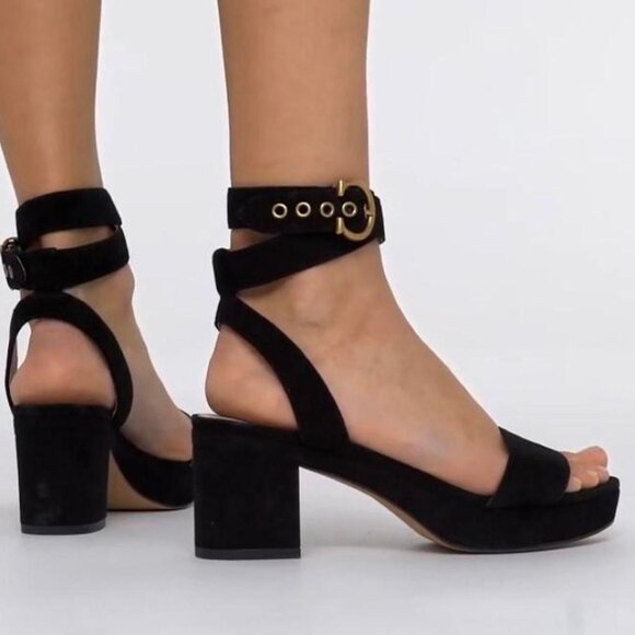 Coach Serena Black Strappy Platform Block Heel Sandals – Size 9 - Picture 2 of 4